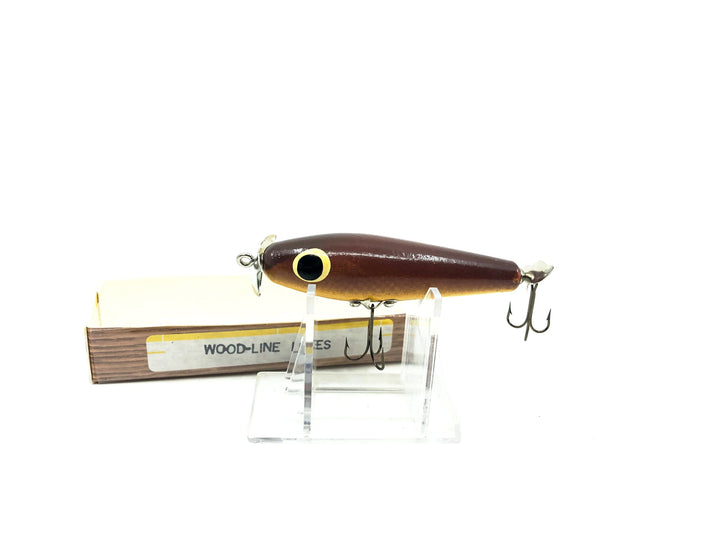 Wood-Line Lure Torpedo Bait, Brown/Yellow Sucker Color, Wisconsin Bait