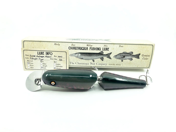 Jointed Chautauqua 8" Minnow Musky Lure, 2023 Midnight Tiger Color