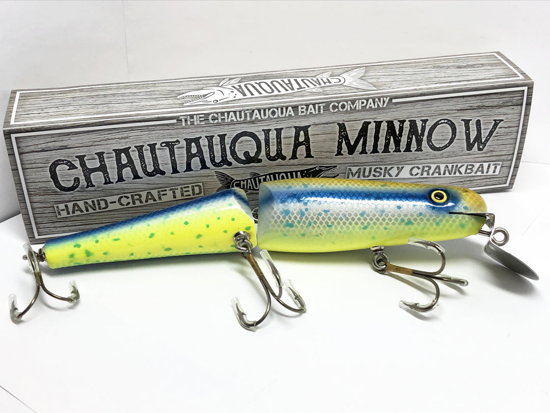 Jointed Chautauqua 8" Minnow Musky Lure Special Order Color "Frostbite"