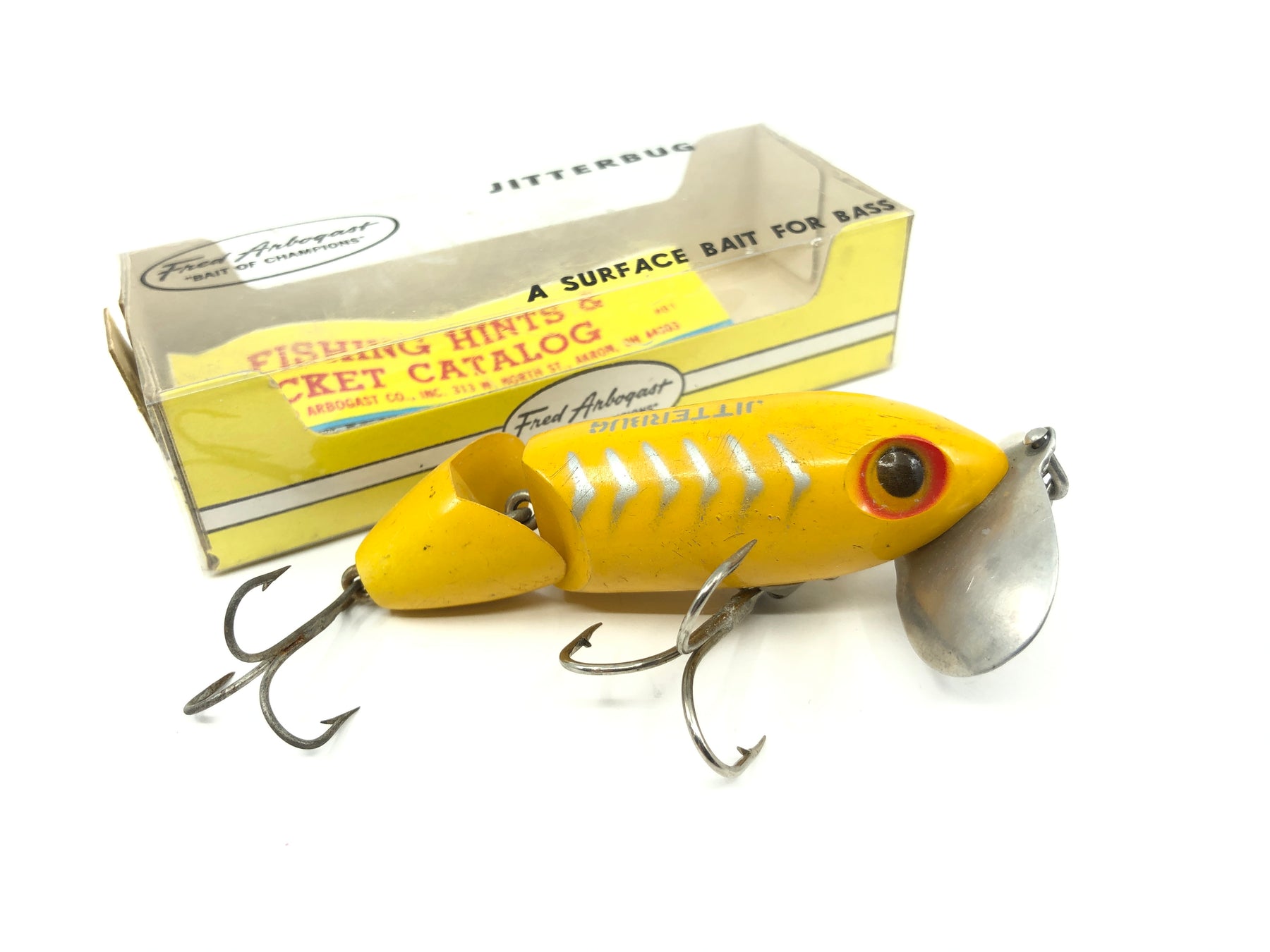 Arbogast Jointed Jitterbug Yellow with Silver Stripes Color with Box ...