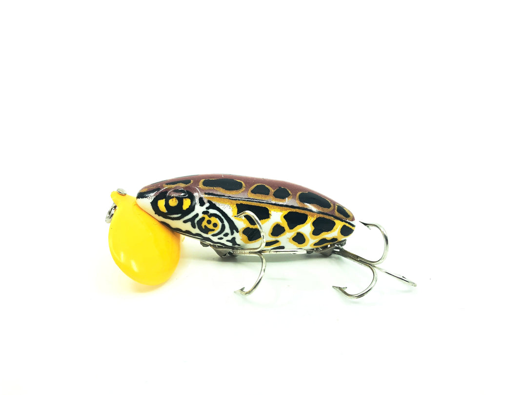 Arbogast Jitterbug Seein's Believin Series Brown Leopard Frog White Belly (Uncatalogued Variation) w/Plastic Lip, Flat-Eyed Model