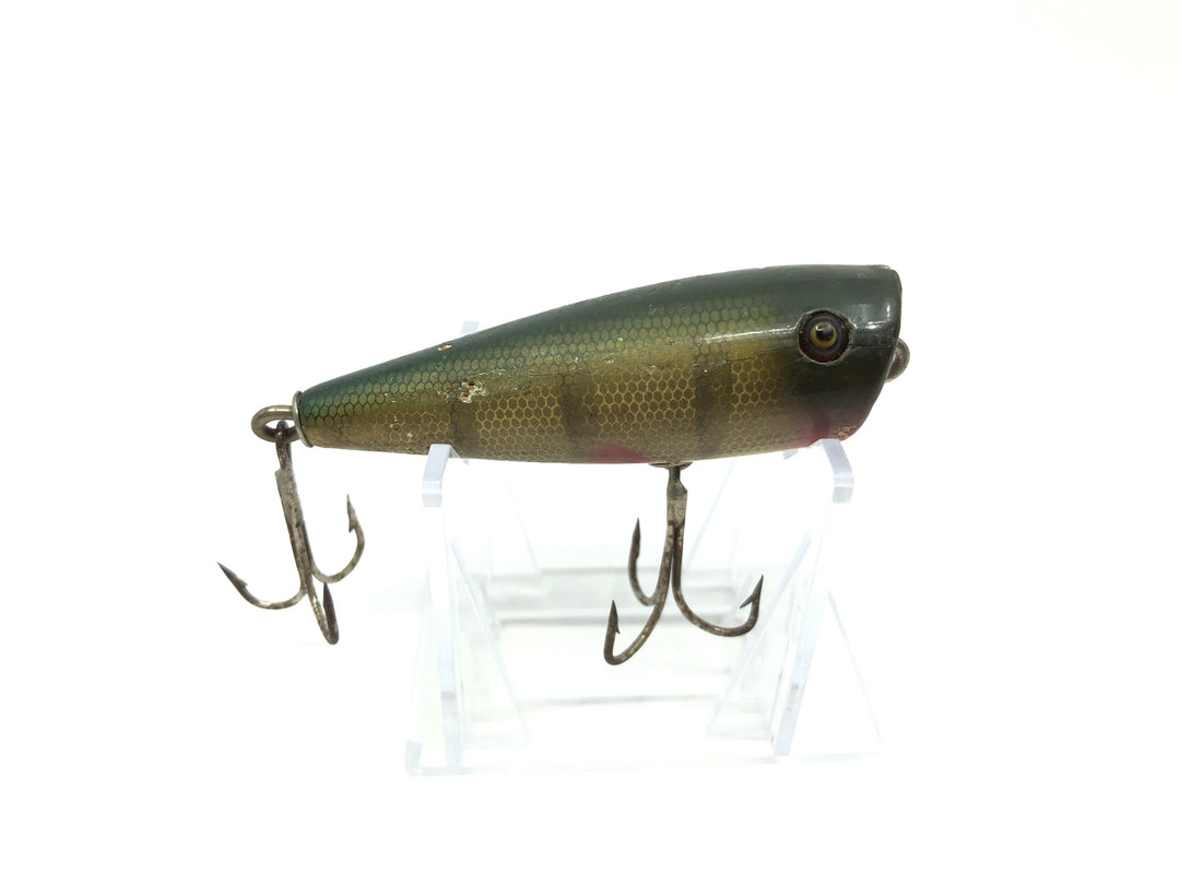 Creek Chub 3200 Plunker in Perch Color 3201 Wooden Lure Glass Eyes