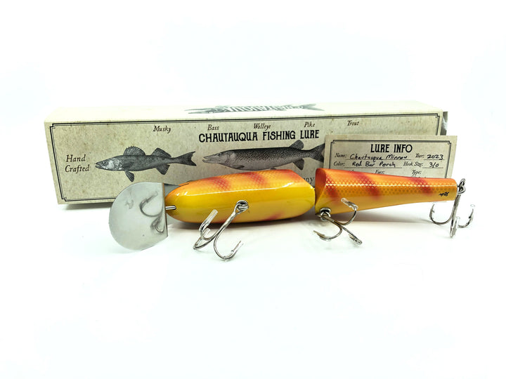 Jointed Chautauqua 8" Minnow Musky Lure Red Bar Perch PREMIUM Color