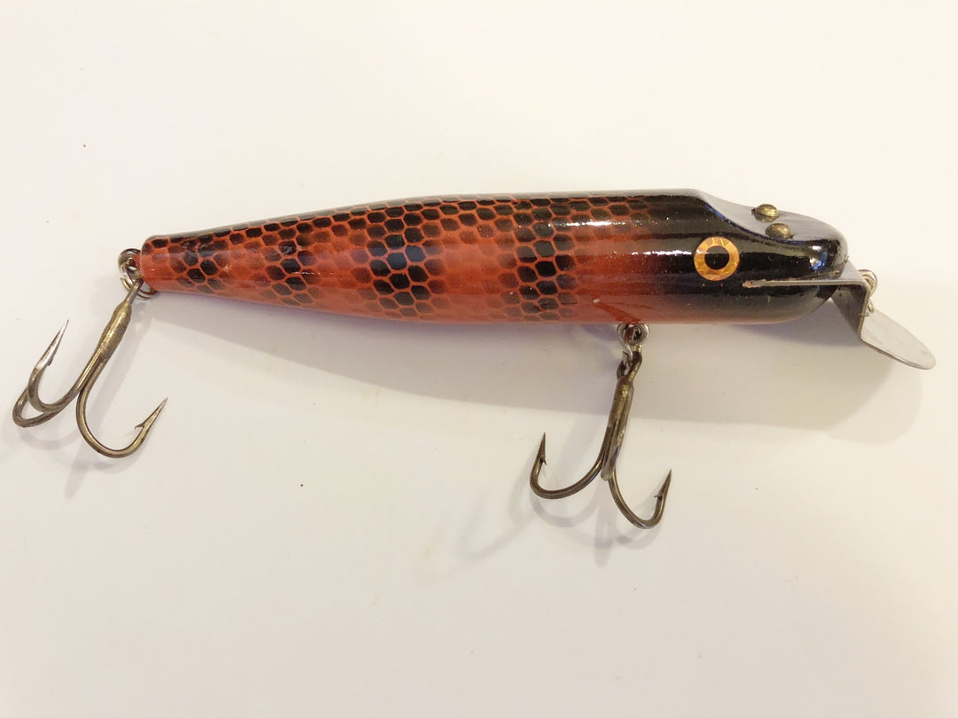 Musky Lure Pikie Style Orange with Black Scales