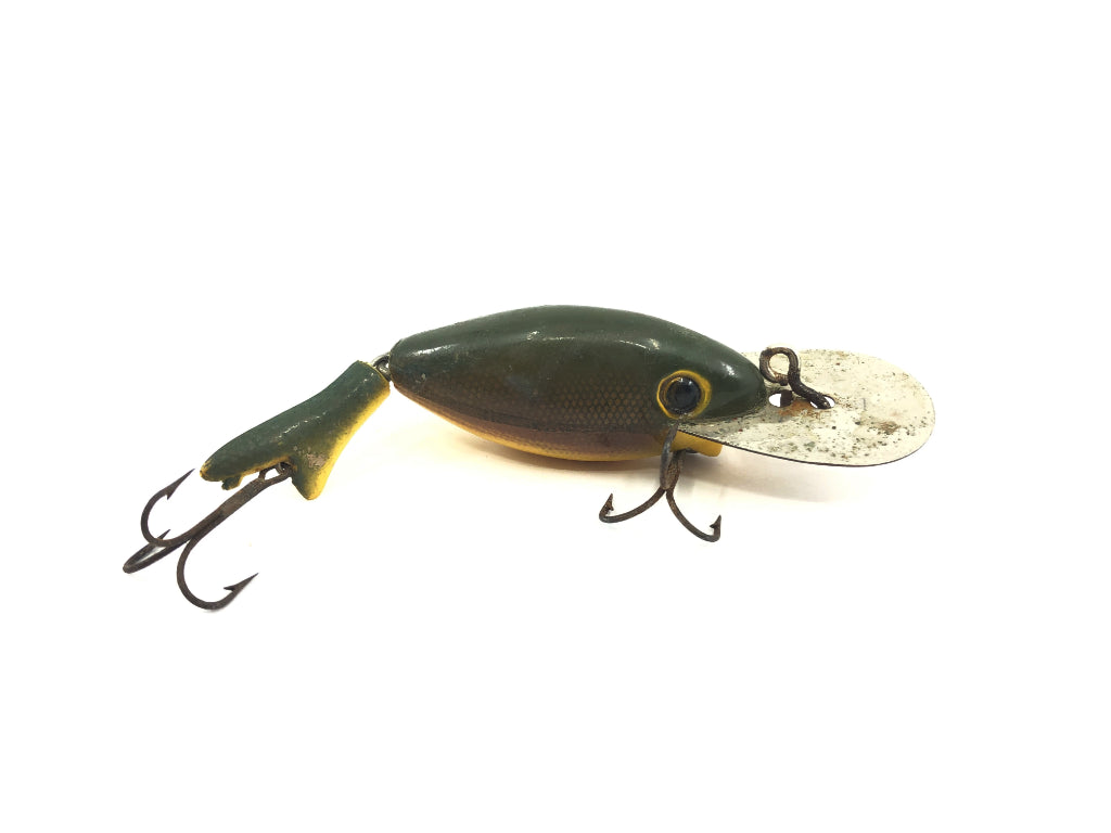 Vintage Deep Diving Jointed Lure Green Yellow Belly