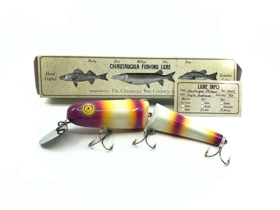 Jointed Chautauqua 8" Minnow Musky Lure Purple Shockwave Color