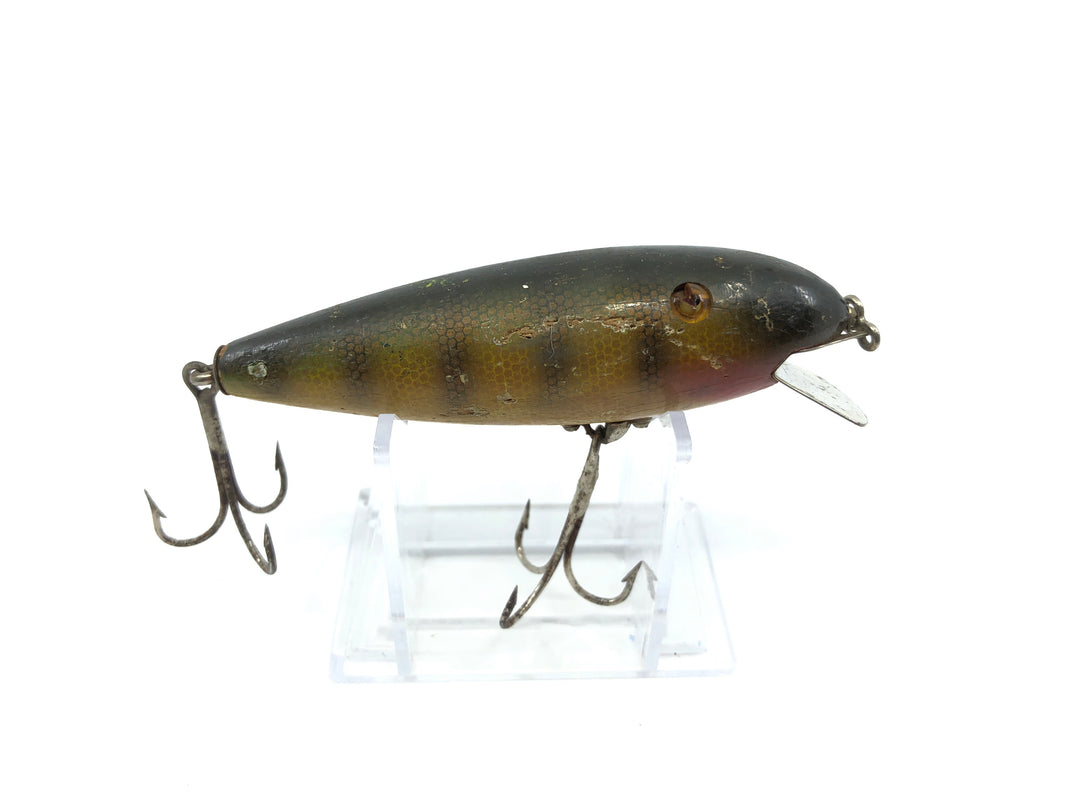 Vintage Pflueger O Boy 5400 Wooden Lure Glass Eyes Perch Color