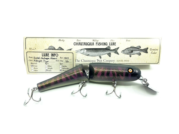 Jointed Chautauqua 8" Minnow Musky Lure, 2023 Midnight Tiger Color