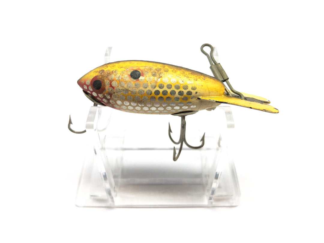 Vintage Wooden Bomber 200 in Yellow Scale Color Fishing Lure