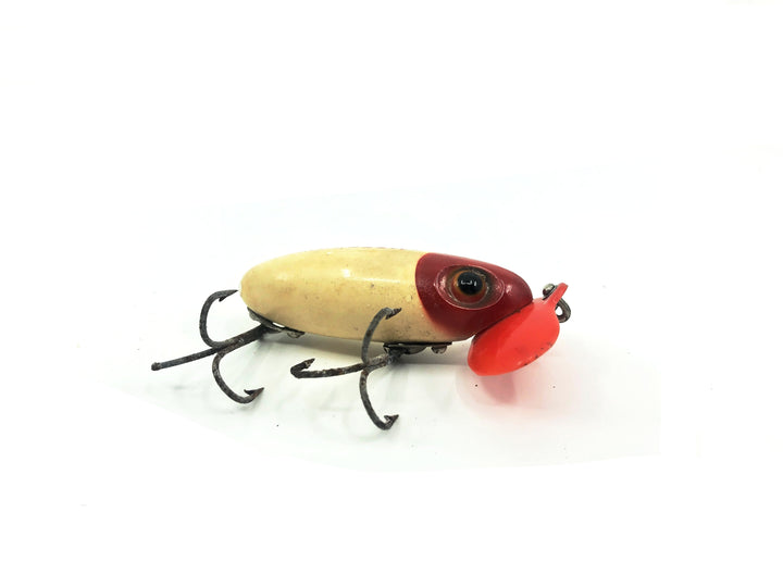 Arbogast Plastic White Lip Jitterbug 1940's WWII Era Red and White Color - War Bug!