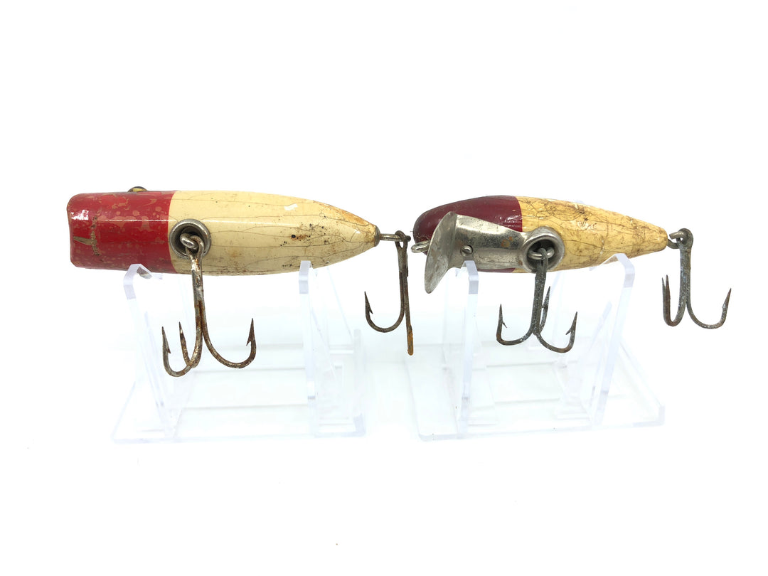 Two Vintage Warriors Red and White Lures South Bend and Paw Paw