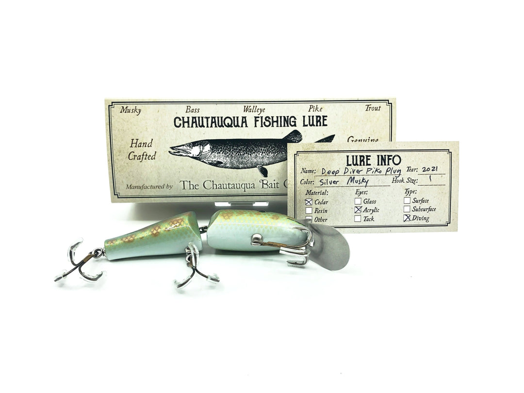 Chautauqua Jointed Deep Diver Piko Plug Silver Musky Color