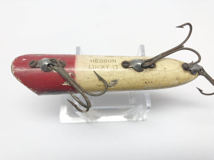 Heddon Lucky 13 Frog Spot Red Head Color Warrior Wooden Antique Lure