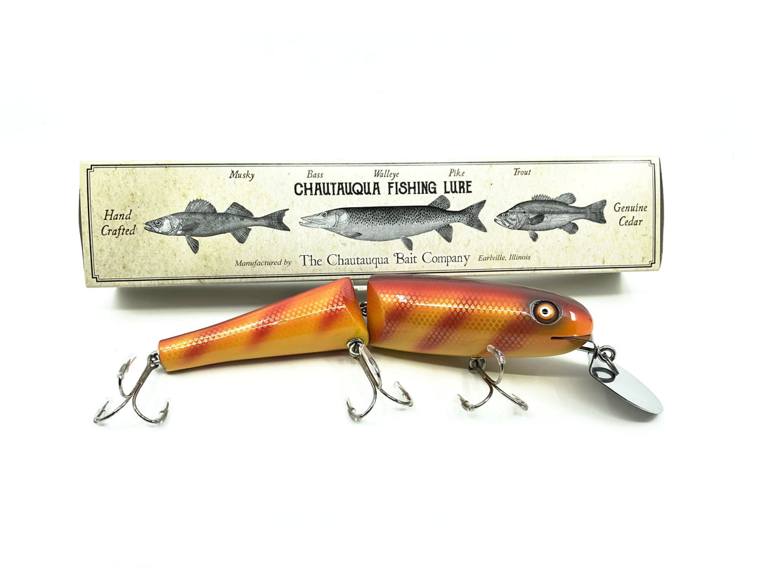 Jointed Chautauqua 8" Minnow Musky Lure Red Bar Perch PREMIUM Color