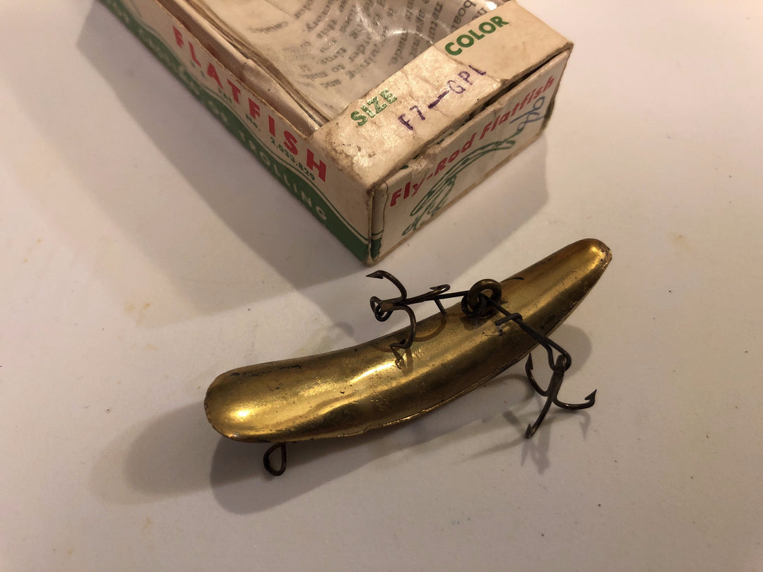 Helin Flatfish F7-GPL Gold Plated lure with box and paperwork