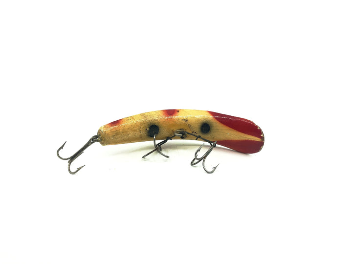 Wooden Helin Flatfish U20 WB White/Red Tip/Black Stripe Color