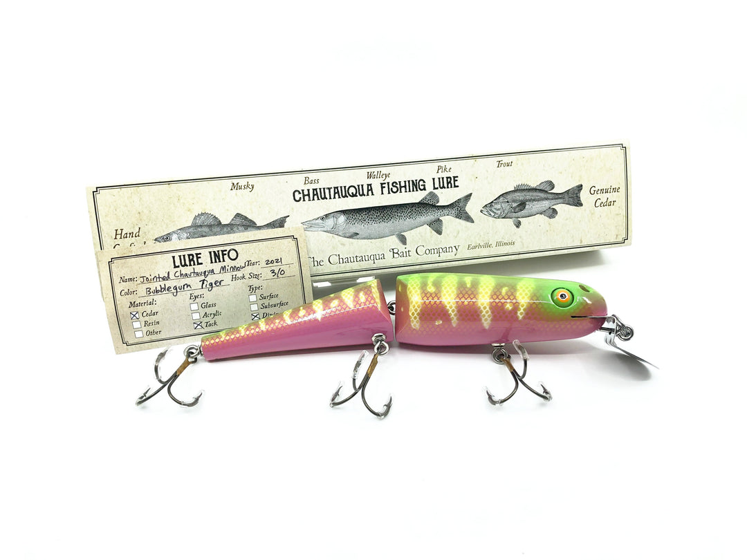 Jointed Chautauqua 8" Minnow Musky Bubblegum Tiger Color