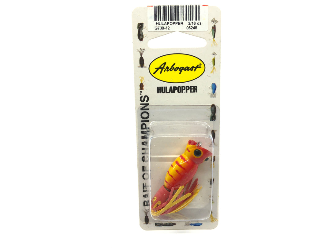 Arbogast Fly Rod Hula Popper New on Card Orange Tiger Color